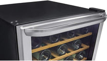 Load image into Gallery viewer, Frigidaire FFWC3822QS Two-Zone Wine Cooler with 38 Bottle Capacity Wooden Shelves Electronic Temperature Control Bright Lighting Stainless Steel Reversible Door and Front