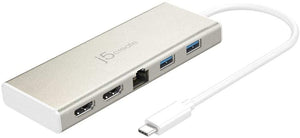 j5create USB-C 9-in-1 Multi Adapter Multi Adapter HDMI/Ethernet/USB 3.1, SD and MicroSD/PD 3.0 | 4K HDMI for MacBook | ChromeBook |USB-C Devices
