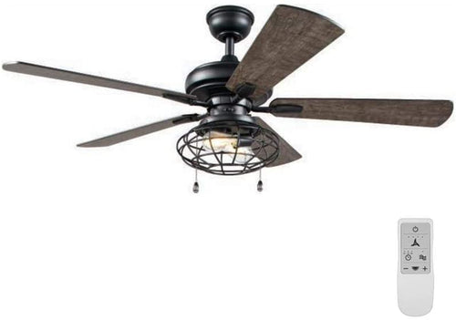 Ellard 52 in. LED Matte Black Ceiling Fan with Light Kit and WiFi Remote Control Works with Google and Alexa