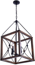 Load image into Gallery viewer, Open Cage 4-Light Painted Wood with Vintage Black Pendant