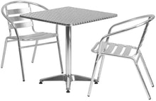 Load image into Gallery viewer, Flash Furniture Square Aluminum Indoor Outdoor Table with 2 Slat Back Chairs