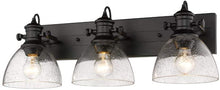 Load image into Gallery viewer, Golden Lighting 3118-BA3 BLK-SD Hines Vanity Light, Black with Seeded Glass