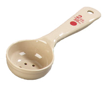 Load image into Gallery viewer, Carlisle 436206 Beige 7.12" Measure Misers Short Perforated Spoon with Red Color Coding (Case of 12)