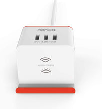 Load image into Gallery viewer, MyDesktop Wireless Charging Stand with 3 USB Ports and 2 Power Outlets for iPhone, Android, Tablets and Laptops
