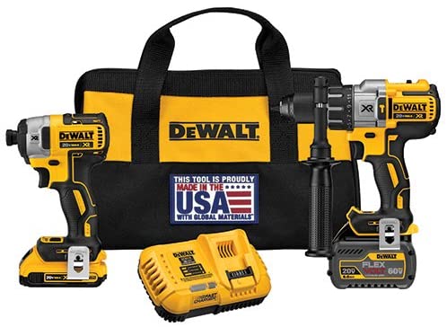 DEWALT FLEXVOLT 60V MAX Cordless Drill Combo Kit, Hammer Drill & Impact Driver (DCK299D1T1)