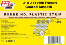 Load image into Gallery viewer, Grip-Rite GR014 Round Head 3-Inch by .131-Inch by 21 Degree Plastic Collated Vinyl Coated Framing Nail (4,000 per Box)