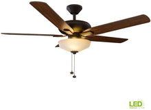 Load image into Gallery viewer, Hampton Bay Holly Springs 52 in. Oil-Rubbed Bronze LED Ceiling Fan with Light Kit Works with Google Assistant and Alexa