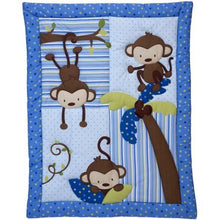 Load image into Gallery viewer, Little Bedding by NoJo 3 Little Monkeys 10pc Nursery in a Bag Crib Bedding Set, Blue
