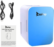 Load image into Gallery viewer, HLB [US-W]ZOKOP Electric Mini Portable Fridge Cooler &amp; Warmer (6 Liter / 0.21 Cuft / 8 Can) AC/DC Portable Thermoelectric System Blue