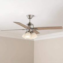 Load image into Gallery viewer, Hampton Bay Malone 54 in. LED Indoor Brushed Nickel Ceiling Fan with Light Kit Works with Google Assistant and Alexa