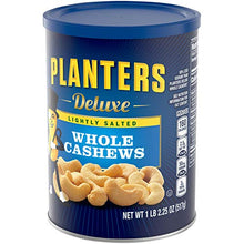 Load image into Gallery viewer, Planters Deluxe Lightly Salted Whole Cashews, 18.25oz. Resealable Canister - Lightly Salted Cashews &amp; Lightly Salted Nuts - Nutrient Dense Snacks for Adults &amp; Kids - Vegan Snacks, Kosher