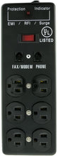 Load image into Gallery viewer, ACL 6 Feet Power Cable with 6 Outlet Surge Protector, Flat Rotating Plug, Metal, Commercial Grade, 1X3 MOV, EMI &amp; RFI, Modem Protector, Black