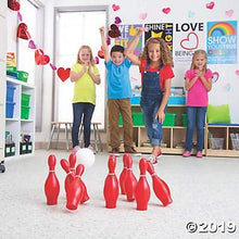 Load image into Gallery viewer, Fun Express Valentine Bowling Set for Kids - Includes 10 Pins and 2 Balls.- Valentine&#39;s Day Games and Party Activities
