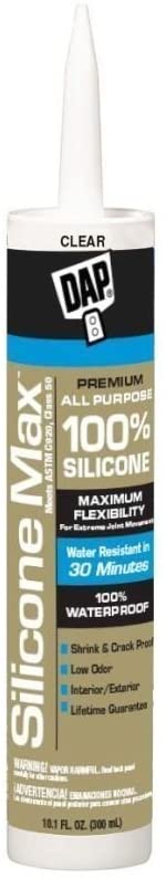 DAP 08791 10.1-Ounce Silicone Max Premium All Purpose 100% Silicone Sealant, Clear