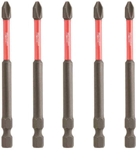 MILWAUKEE ELECTRIC TOOL 48-32-4564 Shockwave 3-1/2" Power Bit Phillips #2 5 Pack