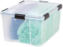 Load image into Gallery viewer, 62.8 Qt Ultimate Airtight Tote - Large - Set of 4 - 110550 (Clear with Black Buckles) (11.8&quot; H x 17.9&quot; W x 23.6&quot; D)