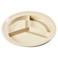 Load image into Gallery viewer, Tan All Purpose Medium Weight Gloss Finish Kingline 8 3/4 inch 3-Compartment Plate 1 1/4 inch Deep - 12 per case