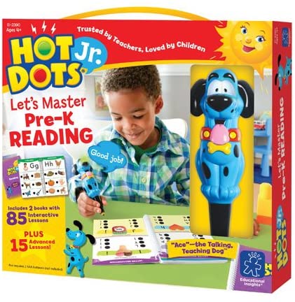 Educational Insights Hot Dots Jr. Let's Master Pre-K Reading Set with Ace Pen, Ages 4 and Up, (100 Self-Checking Lessons)