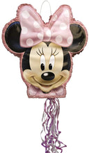 Load image into Gallery viewer, Minnie Shaped Drum Pull Party Pinata, 1ct