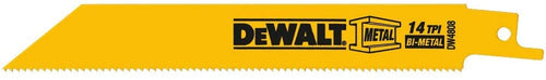 DEWALT DW4808B 6-Inch 14-TPI Straight Back Bi-Metal Reciprocating Saw Blade, Heavy Gauge Metal