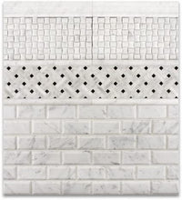 Load image into Gallery viewer, Bianco Carrara White Marble 2 X 4 Honed &amp; Beveled Brick Mosaic Tile - Lot of 50 sq. ft.