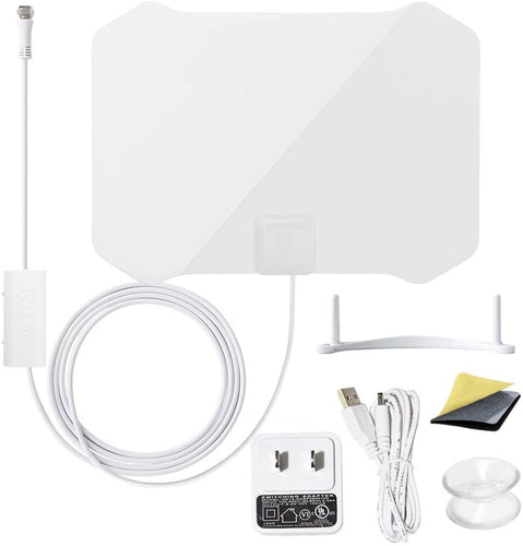 ANTOP Amplified Digital Indoor HDTV Antenna 50 Miles Range with Built-in Smart Switch Amplifier 360 Degree Reception and 10ft Cable