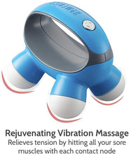 Load image into Gallery viewer, HoMedics, Quatro Mini Hand-Held Massager with Hand Grip, Battery Operated Vibration Massage, 4 Massage Nodes, Powered by 2 AAA Batteries (Included), Available in 3 Colors (Pink, Blue, or Teal)