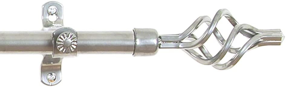 Achim Home Furnishings Lexus Window Treatment Rod and Finial, 66-Inch Extends to 120-Inch, Silver