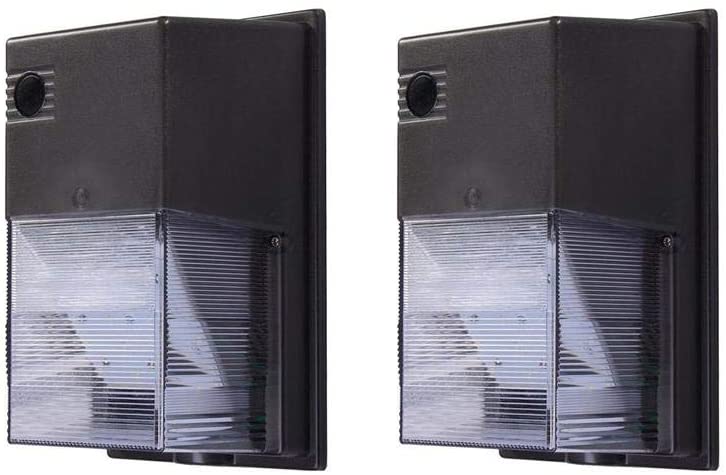 Commercial Electric 200-Watt Equivalent Integrated LED Bronze Outdoor Wall Pack Light, 4000K (2-Pack)