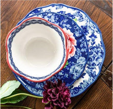 Load image into Gallery viewer, Heritage Floral 12-Piece Dinnerware Set - Includes Dinner Plates, Salad Plates and Bowls, Made of Durable Stoneware, Dishwasher and Microwave Safe