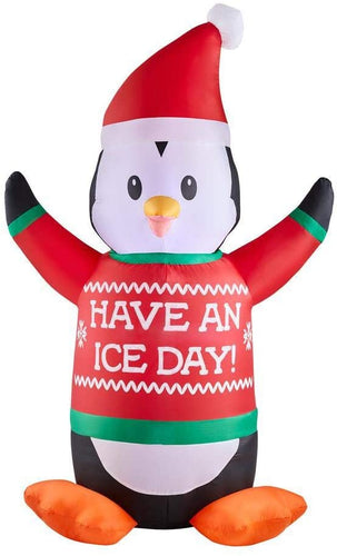 Home Accents Holiday 6 ft. Animated Inflatable Shivering Penguin Ice Day