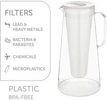 Load image into Gallery viewer, LifeStraw Home Water Filter Pitcher Tested to Protect Against Bacteria, Parasites, Microplastics, Lead, Mercury, and a Variety of Chemicals