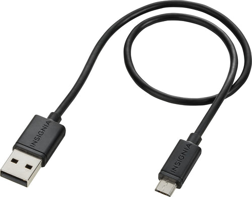 Insignia - 1' Short Micro USB Charge and Sync Cable - Black