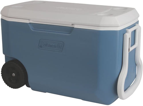 Coleman 62-Quart Xtreme 5-Day Heavy-Duty Cooler with Wheels, Blue/White