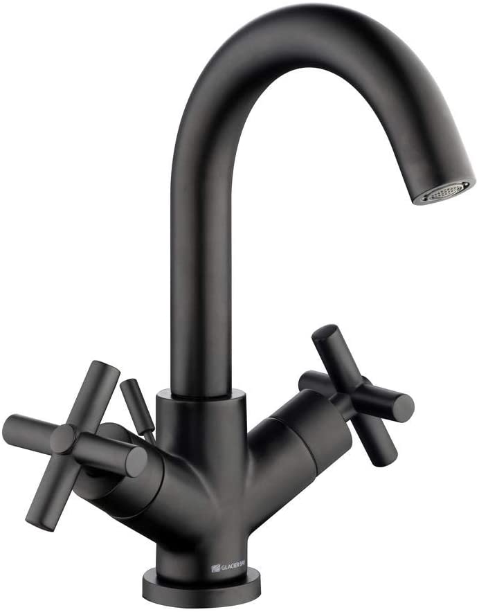 Glacier Bay Dorset Cross Single-Hole 2-Handle Bathroom Faucet in Matte Black