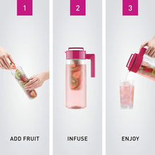 Load image into Gallery viewer, Takeya Flavor Infusion Maker, 2 Quart, Raspberry BPA-Free Fruit and Vegetable Water Tea Infuser Pitcher