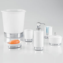 Load image into Gallery viewer, InterDesign York Ceramic Bathroom Vanity Canister Jar for Cotton Balls, Swabs, Cosmetic Pads - Large, White/Chrome