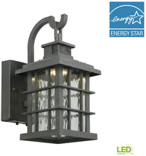 Load image into Gallery viewer, Home Decorators Collection Summit Ridge Collection Zinc Motion Sensor Outdoor Integrated LED Small Wall Mount Lantern