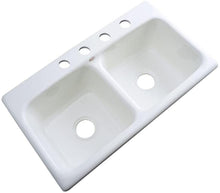 Load image into Gallery viewer, Thermocast Brighton Drop-in Acrylic 33x19x9 in. 1-Hole Double Bowl Kitchen Sink in White