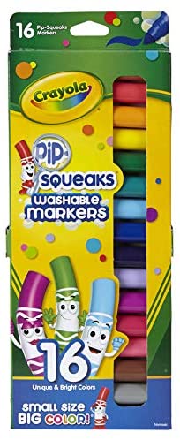 Crayola BIN588703BN Pip Squeaks Markers 16 Count in Peggable Pouch, 4 Packs/CT