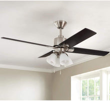 Load image into Gallery viewer, Hampton Bay Malone 54 in. LED Indoor Brushed Nickel Ceiling Fan with Light Kit Works with Google Assistant and Alexa