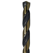Load image into Gallery viewer, Drill America High Speed Steel Heavy Duty Drill Bit (1/64&quot; - 1/2&quot;, #1 - #52, A - Z) Black and Gold Finish, Split Point 135 Degree, KFD Killer Force Drill Series