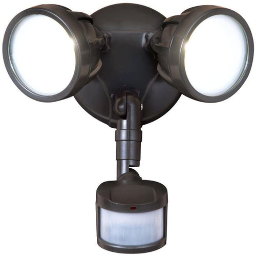 All-Pro 180-Degree Bronze Motion Activated Sensor Twin-Head Round Outdoor Integrated LED Security Flood Light