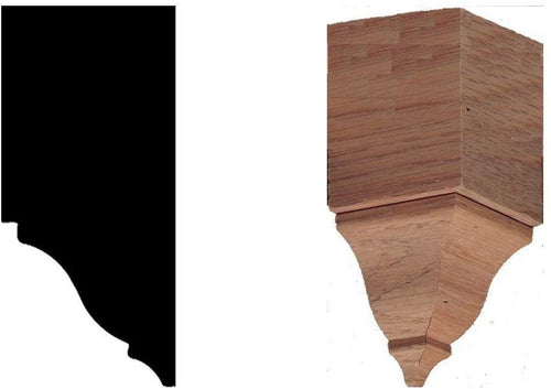 House of Fara 2 in. x 2 in. x 4-3/8 in. Oak Inside Corner Crown Block