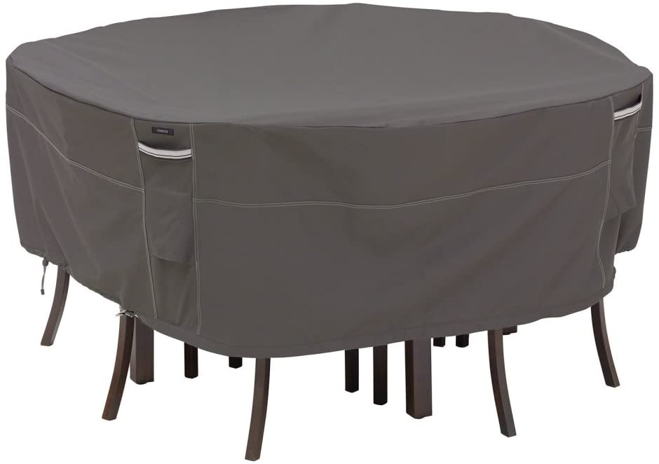 Classic Accessories 55-158-045101-EC Ravenna Round Patio Table Set Cover, Large