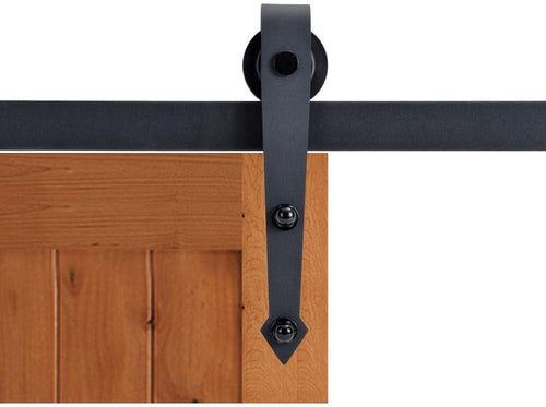 CALHOME 72 in. Matte Black Vintage Arrow Barn Style Sliding Door Track and Hardware Set