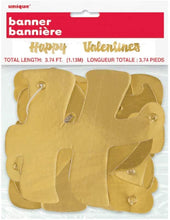 Load image into Gallery viewer, Unique 61749 Gold Script"HAPPY VALENTINE'S" Banner, Set of 2 3ft