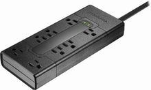 Load image into Gallery viewer, 8-Outlet Surge Protector with Two 8’ 4K UltraHD/HDR HDMI Cables - Black