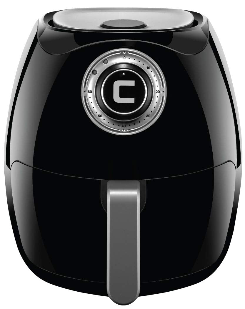 Chefman 3.5 Liter/3.6 Quart Air Fryer with Space Saving Flat Basket Oil Airfryer w/Dishwasher Safe Parts, 60 Minute Timer and Auto Shut Off, BPA Free, Large, Black