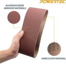 Load image into Gallery viewer, POWERTEC 110080 4-Inch x 24-Inch Aluminum Oxide Sanding Belt, 10-Pack